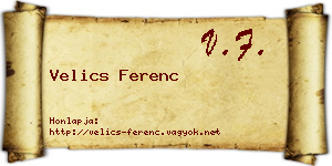 Velics Ferenc névjegykártya